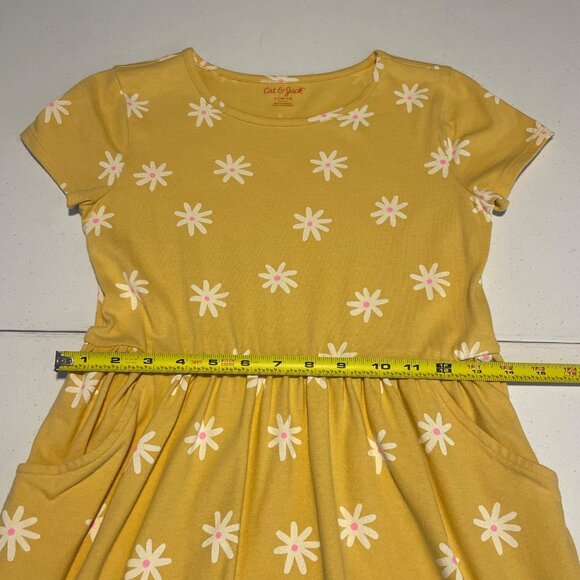 Cat & Jack Girls Yellow Floral Print Dress Size L 10/12 Cotton/Poly Blend - Picture 7 of 7